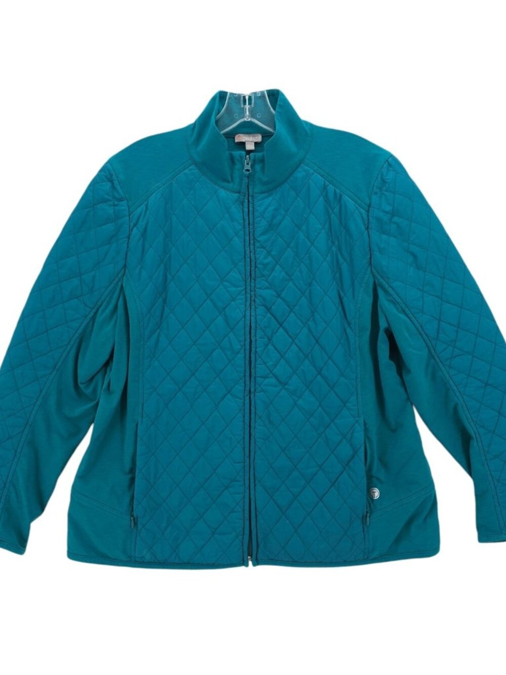 T by Talbots Teal Quilted Hybrid Full Zip Jacket Size PETITE XL XLP